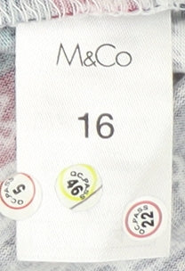 M&Co Women's Multicoloured Floral Top, Size 16, 3/4 Sleeve