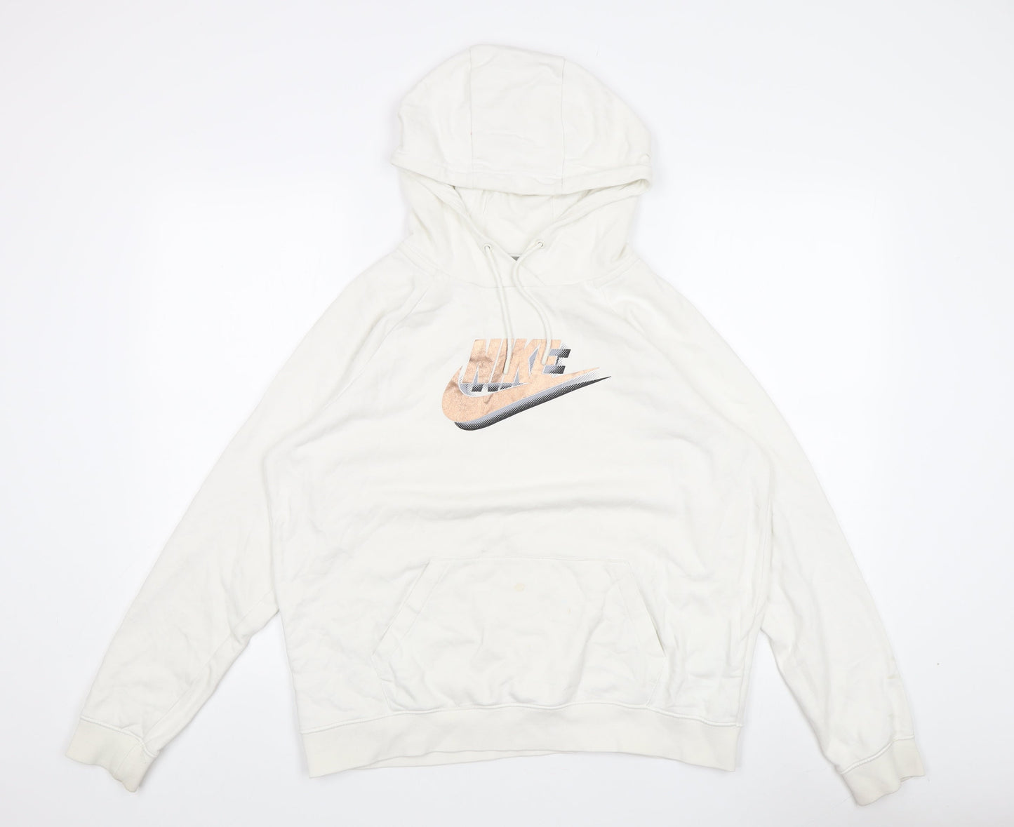 Nike Women's White Pullover Hoodie L with Logo