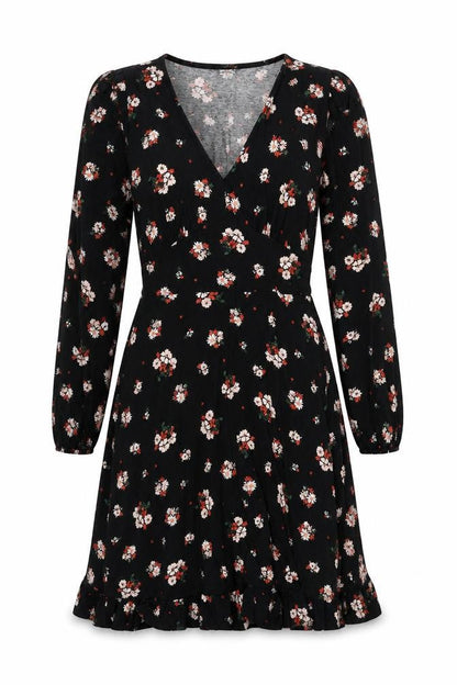 Roman Women's Black Floral Wrap Dress Size 10