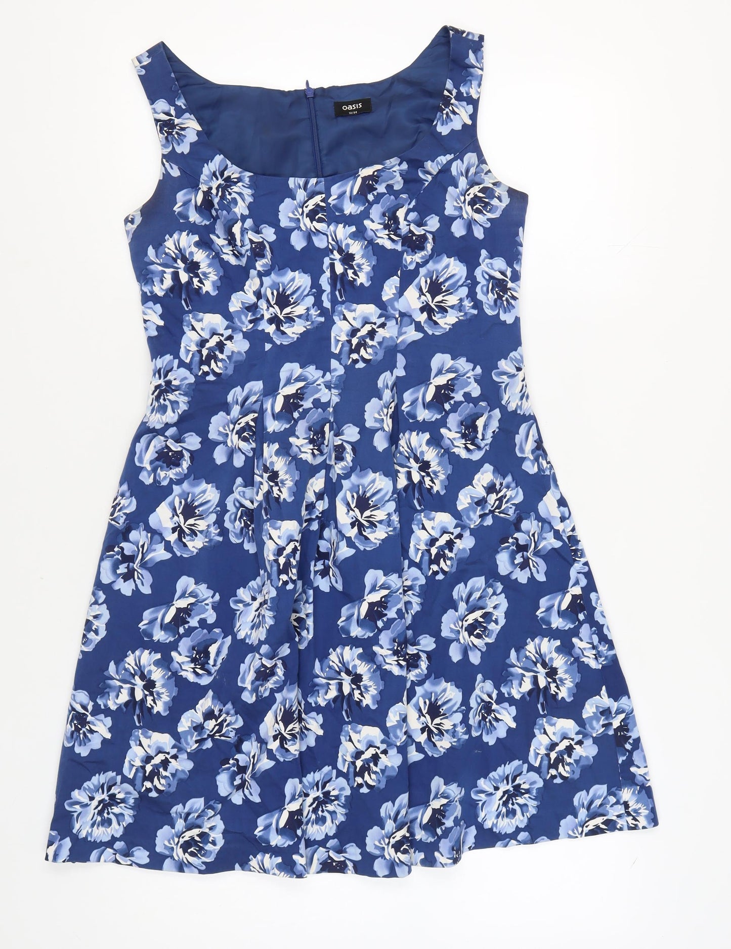 Oasis Women's Blue Floral A-Line Dress Size 12
