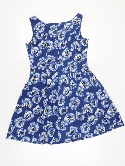 Oasis Women's Blue Floral A-Line Dress Size 12