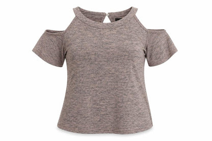 Warehouse Women's Grey Size 10 Cold Shoulder Top