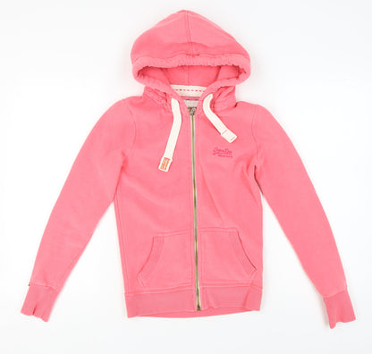 Superdry Pink Women's XS Full Zip Hoodie Vintage Style