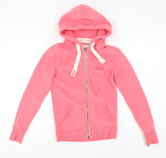 Superdry Pink Women's XS Full Zip Hoodie Vintage Style