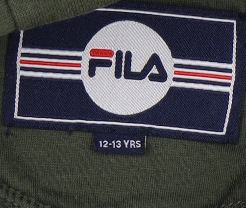 Fila Boys Green Hoodie 12-13 Years Pullover Casual