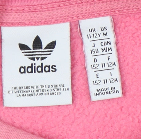 Adidas Girls Pink Hoodie Pullover 11-12 Years Logo Sports