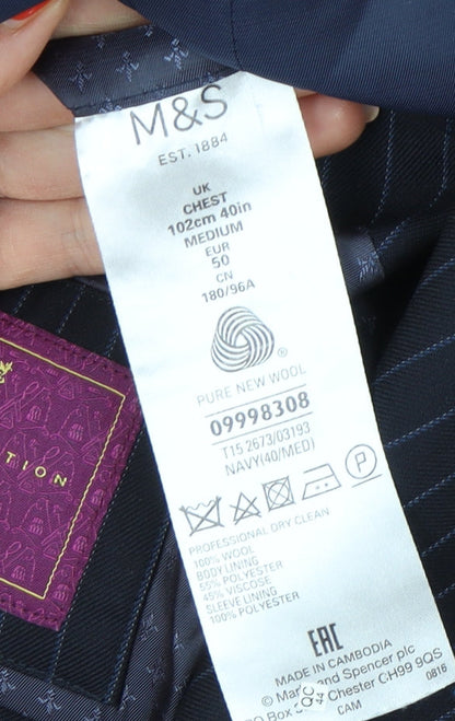 Mens UK Size 40 Marks and Spencer Regular Blue Suit Jacket