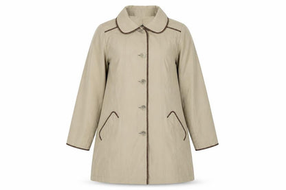 Dennis Basso Women's Beige Mid-Length Coat M
