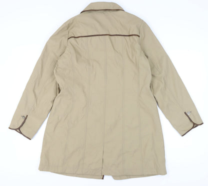 Dennis Basso Women's Beige Mid-Length Coat M