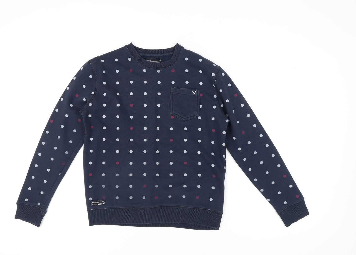 Voi Jeans Blue Polka Dot Pullover Sweatshirt, Size 10, Unisex