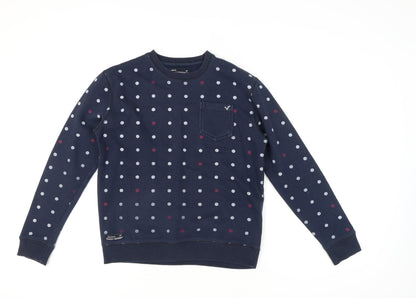 Voi Jeans Blue Polka Dot Pullover Sweatshirt, Size 10, Unisex