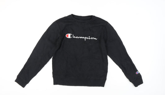 Additional front view of Champion Black Pullover Sweatshirt, unisex, lightweight, l