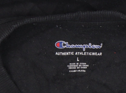 Champion Black Pullover Sweatshirt, Unisex, Lightweight, L