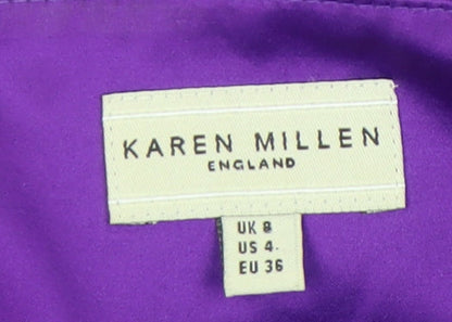 Karen Millen Women's Purple Strapless Party Dress, Size 8
