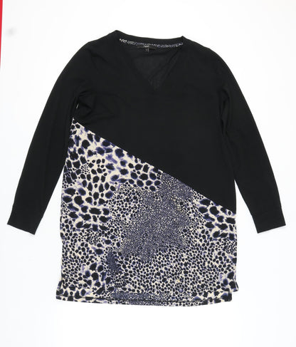 Next Women's Black Leopard Print Shift Dress Size 14