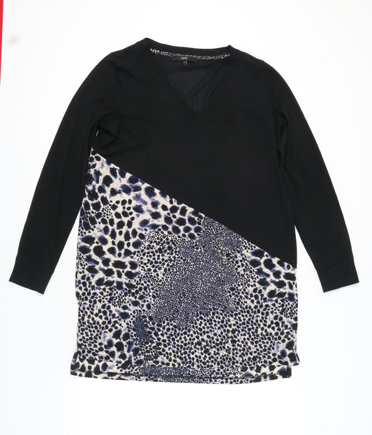 Next Women's Black Leopard Print Shift Dress Size 14