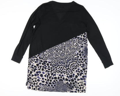 Next Women's Black Leopard Print Shift Dress Size 14