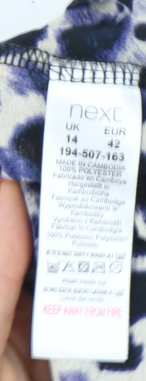 Next Women's Black Leopard Print Shift Dress Size 14