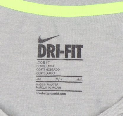Nike Grey Dri-FIT Women's T-Shirt M - Casual Gym Top