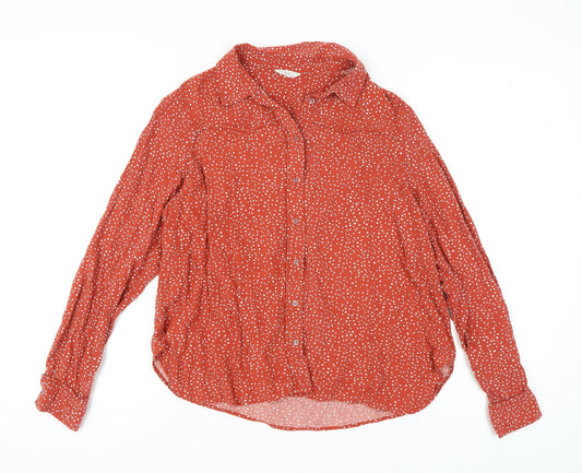 Hush Women's Red Polka Dot Button-Up Shirt Size 12