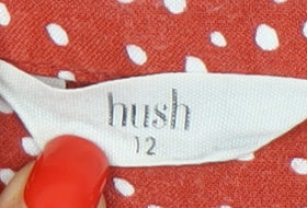 Hush Women's Red Polka Dot Button-Up Shirt Size 12