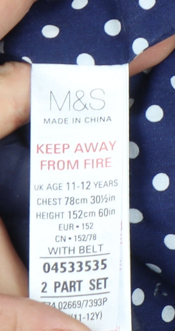 Marks & Spencer Girls Blue Hooded Jacket, Age 11-12