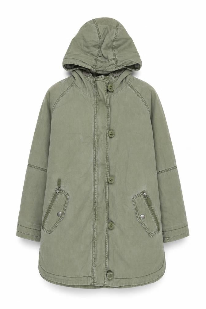 Front view of Next girls’ green hooded anorak coat age 11