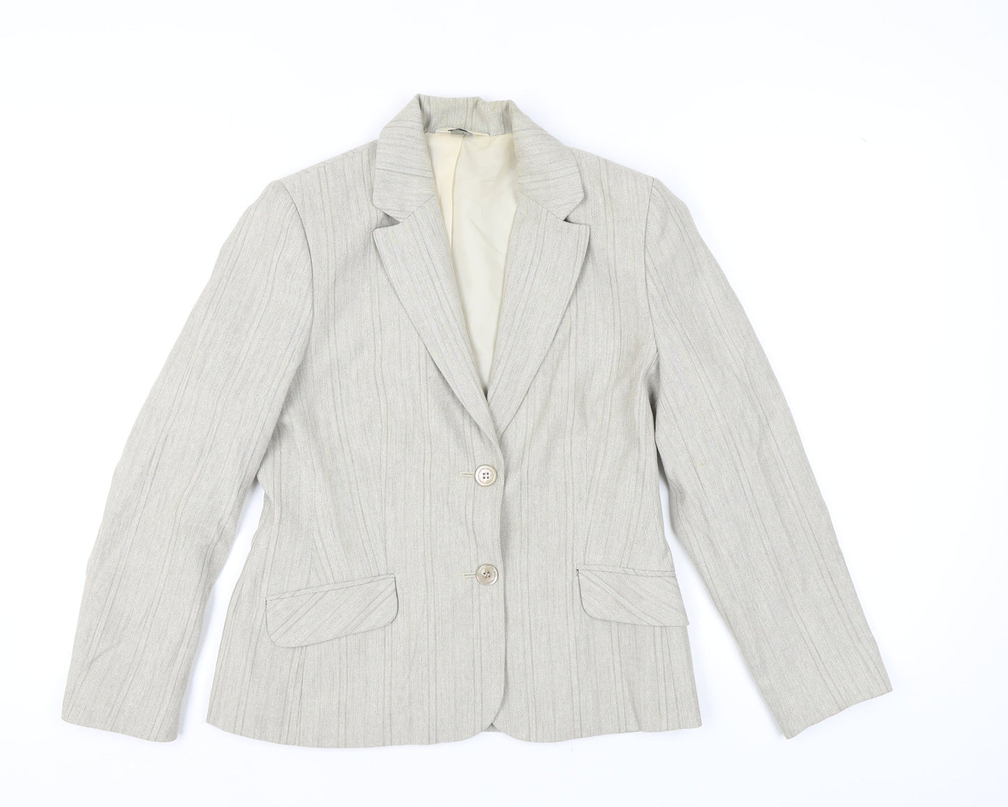 BHS Women Neutral Pinstripe Regular Blazer Size 12