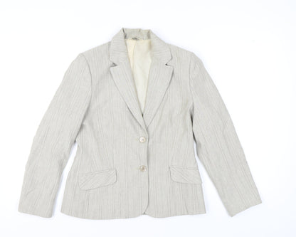 BHS Women Neutral Pinstripe Regular Blazer Size 12