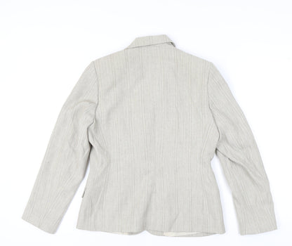 BHS Women Neutral Pinstripe Regular Blazer Size 12