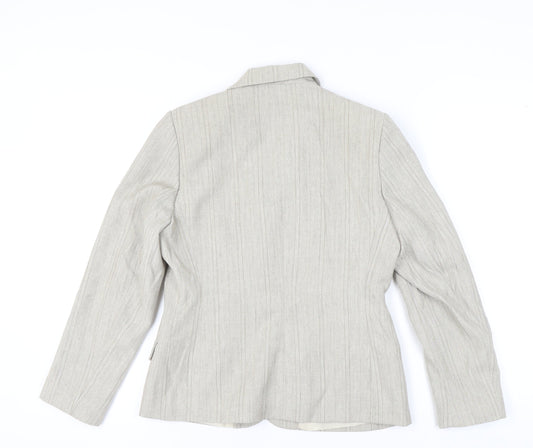BHS Women Neutral Pinstripe Regular Blazer Size 12