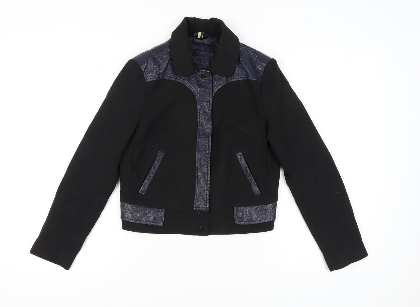 Womens UK Size 10 Topshop Black Biker Coat