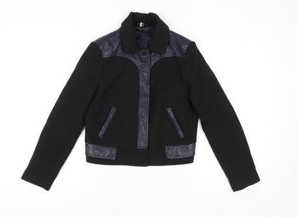 Womens UK Size 10 Topshop Black Biker Coat