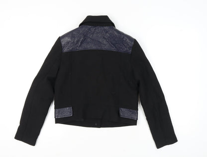 Womens UK Size 10 Topshop Black Biker Coat