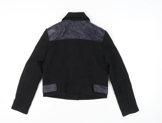 Womens UK Size 10 Topshop Black Biker Coat