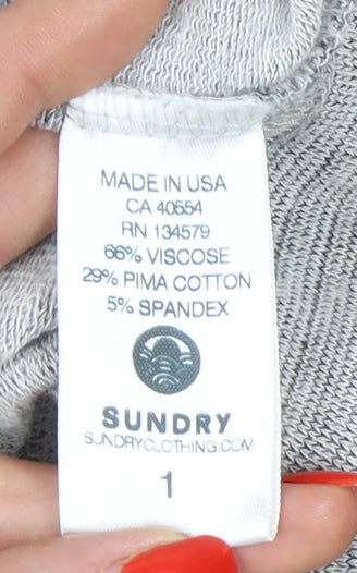 Sundry Women's Grey Pullover Hoodie Size 12 - Good Vibes