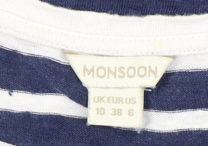 Monsoon Women's Blue Striped T-Shirt Dress