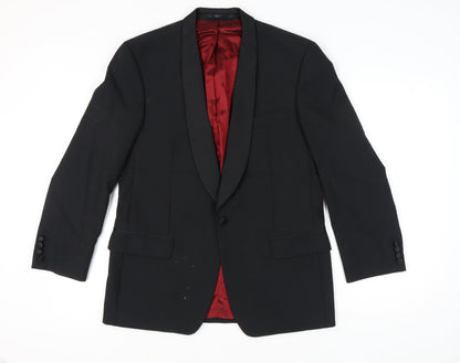 Mens UK Size 40 Fellini Regular Black Suit Tuxedo