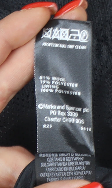 Womens UK Size 10 Marks and Spencer Black Basic Coat