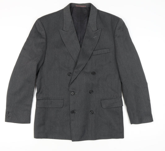 ID Men's Grey Double-Breasted Blazer - Size 38 R