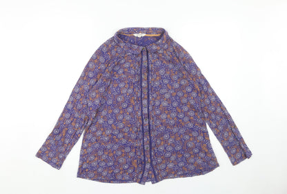 White Stuff Women's Purple Floral Button-Up Blouse Size 14