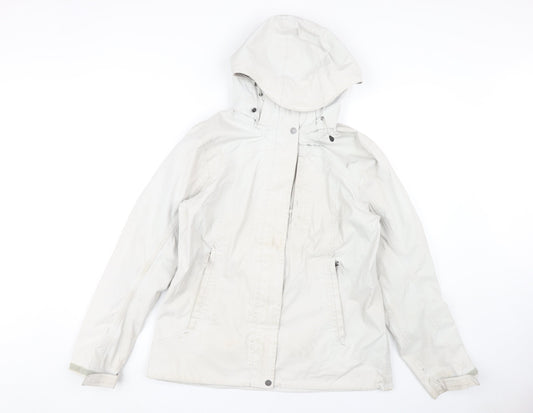 Decathlon Women's White Hooded Rain Coat Jacket L