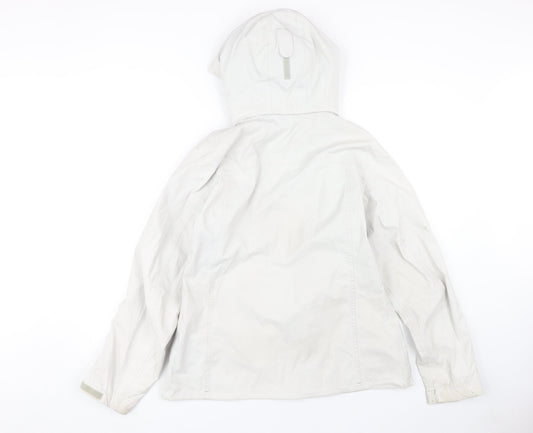 Decathlon Women's White Hooded Rain Coat Jacket L