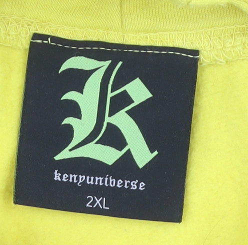 Kenyuniverse Men's Yellow 2XL Anime Graphic Hoodie