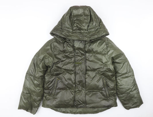 GAP Women's XS Green Puffer Jacket Detachable Hood