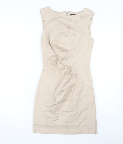 Warehouse Women Beige Sheath Dress - Size 10