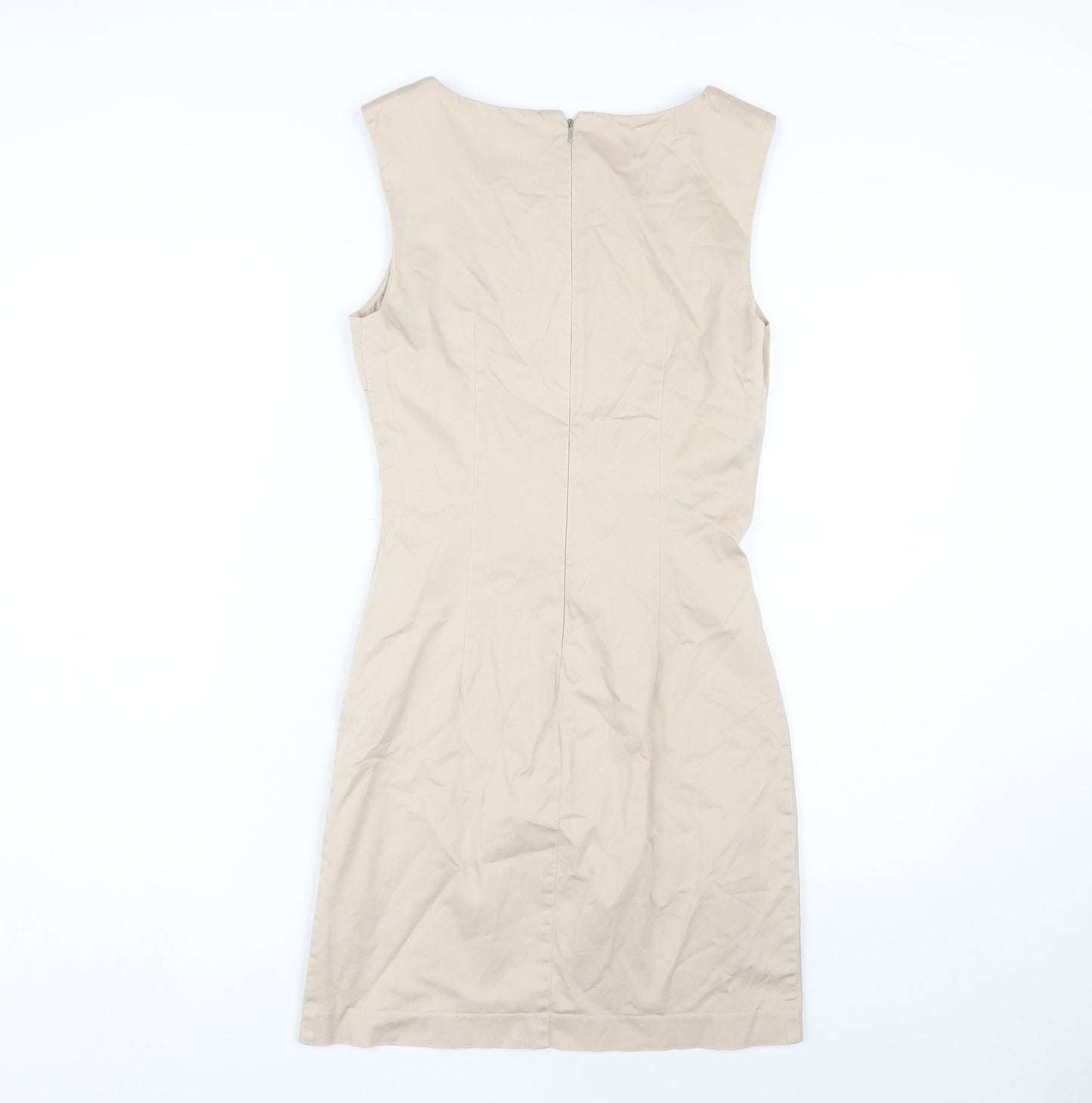 Warehouse Women Beige Sheath Dress - Size 10