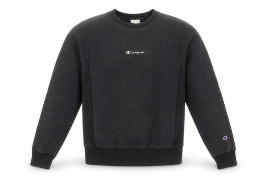 Front view of Champion Black XS unisex pullover sweatshirt