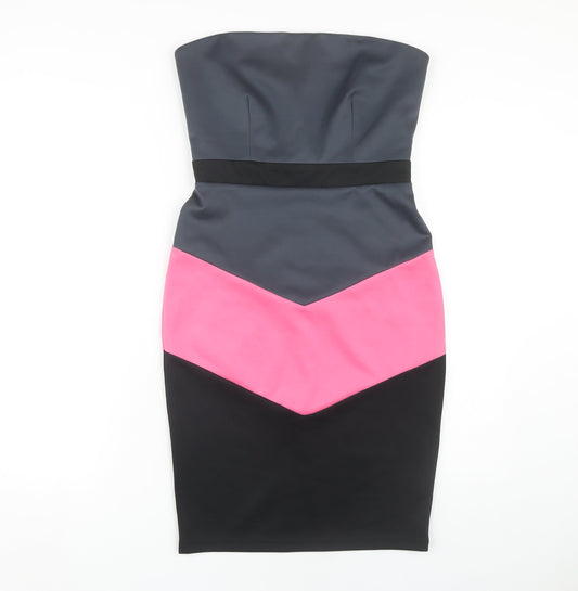 Paper Dolls Women Colourblock Strapless Dress Size 10