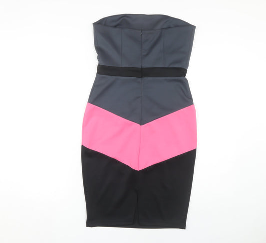Paper Dolls Women Colourblock Strapless Dress Size 10